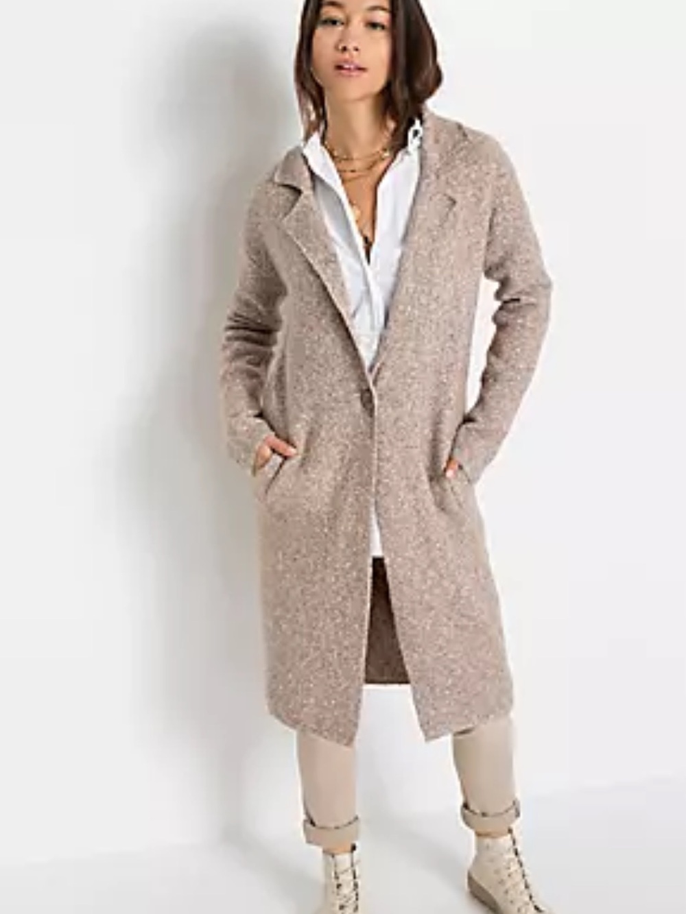 Rachel Zoe Single-Button Knit Long Coat (Coatigan) S